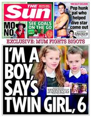 The Sun () Newspaper Front Page for 3 December 2013
