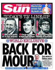 The Sun () Newspaper Front Page for 3 May 2013