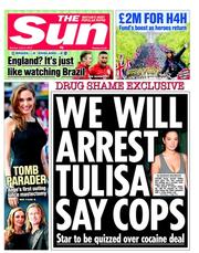 The Sun () Newspaper Front Page for 3 June 2013