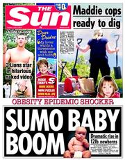 The Sun () Newspaper Front Page for 3 June 2014