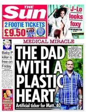 The Sun () Newspaper Front Page for 3 August 2011