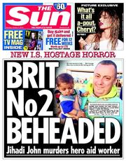 The Sun () Newspaper Front Page for 4 October 2014
