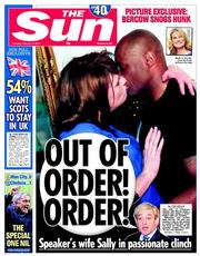The Sun () Newspaper Front Page for 4 February 2014