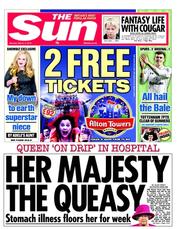 The Sun () Newspaper Front Page for 4 March 2013