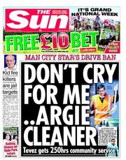 The Sun () Newspaper Front Page for 4 April 2013