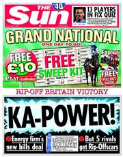 The Sun () Newspaper Front Page for 4 April 2014