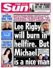 The Sun () Newspaper Front Page for 4 June 2013