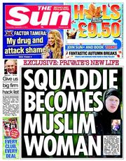 The Sun () Newspaper Front Page for 4 September 2013