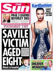 The Sun () Newspaper Front Page for 5 November 2012