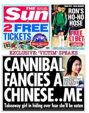 The Sun () Newspaper Front Page for 5 March 2013