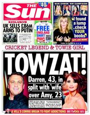 The Sun () Newspaper Front Page for 5 March 2014