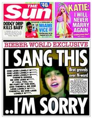 The Sun () Newspaper Front Page for 5 June 2014