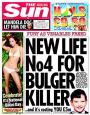 The Sun () Newspaper Front Page for 5 July 2013