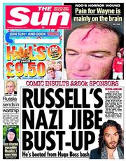 The Sun () Newspaper Front Page for 5 September 2013