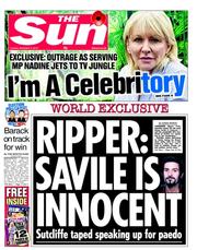 The Sun () Newspaper Front Page for 6 November 2012
