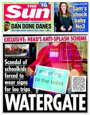 The Sun () Newspaper Front Page for 6 March 2014