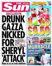 The Sun () Newspaper Front Page for 6 July 2013