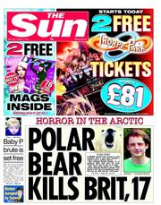 The Sun () Newspaper Front Page for 6 August 2011