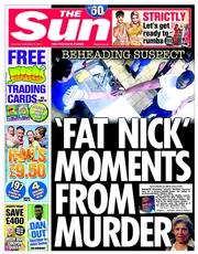 The Sun () Newspaper Front Page for 6 September 2014