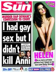 The Sun () Newspaper Front Page for 7 October 2014