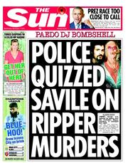 The Sun () Newspaper Front Page for 7 November 2012