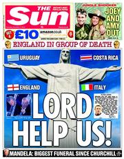 The Sun () Newspaper Front Page for 7 December 2013