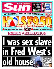 The Sun () Newspaper Front Page for 7 January 2014