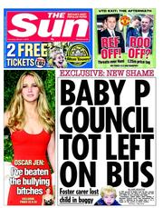 The Sun () Newspaper Front Page for 7 March 2013