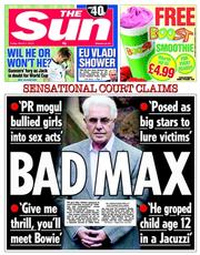 The Sun () Newspaper Front Page for 7 March 2014