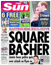 The Sun () Newspaper Front Page for 7 April 2014