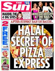 The Sun () Newspaper Front Page for 7 May 2014