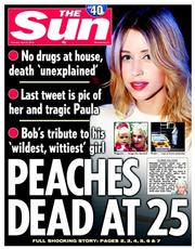 The Sun () Newspaper Front Page for 8 April 2014