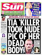 The Sun () Newspaper Front Page for 8 May 2013