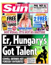 The Sun () Newspaper Front Page for 8 June 2013