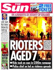 The Sun () Newspaper Front Page for 8 August 2011