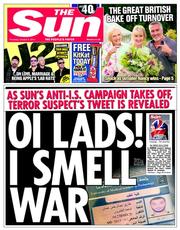 The Sun () Newspaper Front Page for 9 October 2014