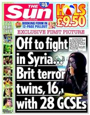 The Sun () Newspaper Front Page for 9 July 2014