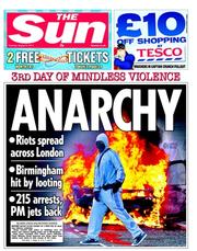 The Sun () Newspaper Front Page for 9 August 2011