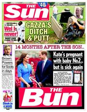 The Sun () Newspaper Front Page for 9 September 2014