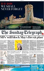 The Sunday Telegraph () Newspaper Front Page for 11 November 2018