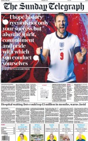 The Sunday Telegraph () Newspaper Front Page for 11 July 2021