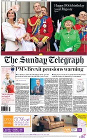 The Sunday Telegraph () Newspaper Front Page for 12 June 2016