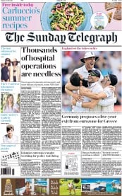 The Sunday Telegraph () Newspaper Front Page for 12 July 2015