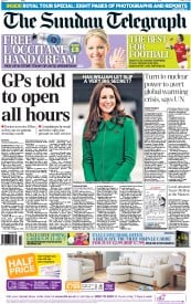 The Sunday Telegraph () Newspaper Front Page for 13 April 2014