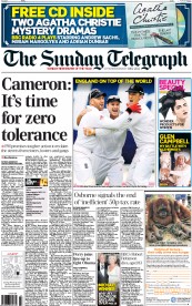 The Sunday Telegraph () Newspaper Front Page for 14 August 2011