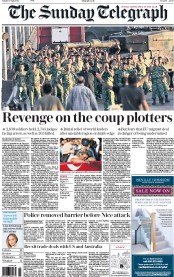 The Sunday Telegraph () Newspaper Front Page for 17 July 2016
