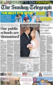 The Sunday Telegraph () Newspaper Front Page for 18 November 2012