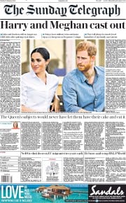 The Sunday Telegraph () Newspaper Front Page for 19 January 2020