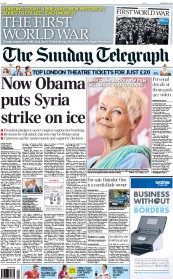 The Sunday Telegraph () Newspaper Front Page for 1 September 2013