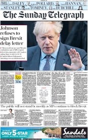 The Sunday Telegraph () Newspaper Front Page for 20 October 2019
